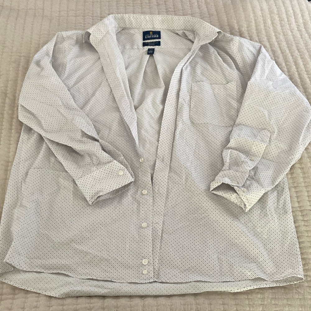 Men's White Patterned Dress Shirt